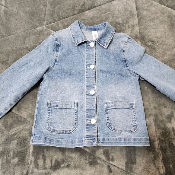 H&M Girls Stretch Blue Jean Denim Jacket Size 7-8 NEW without Tags - Picture 4 of 7